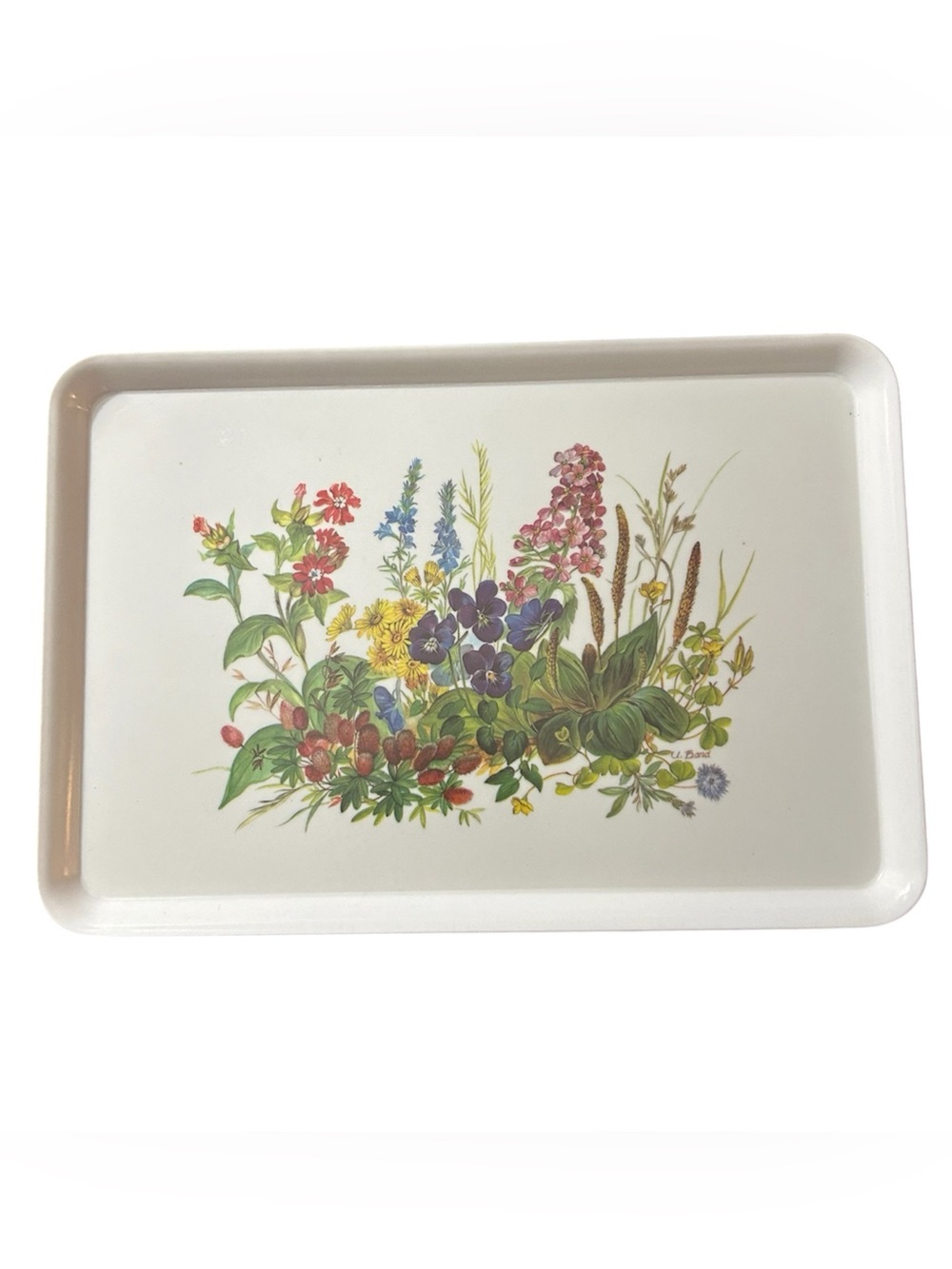 Vintage U. Band Wildflower Botanical Melamine Tray Cottagecore Vanity Serving